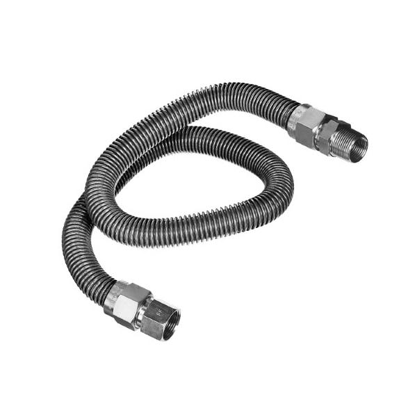 Flextron Gas Line Hose 3/8'' O.D. x 24'' Length 1/2" FIP x MIP Fittings, Stainless Steel Flexible Connector FTGC-SS14-24C - main